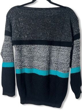 VTG 80s Adele Knitwear Women’s Colorblock Stripe Pullover Sweater Made USA Sz. M